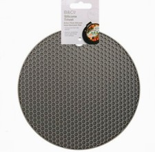 Silicone Trivet Mat Round Hot Pan Pad Non Slip Heat Resistant Grey Air Fryer