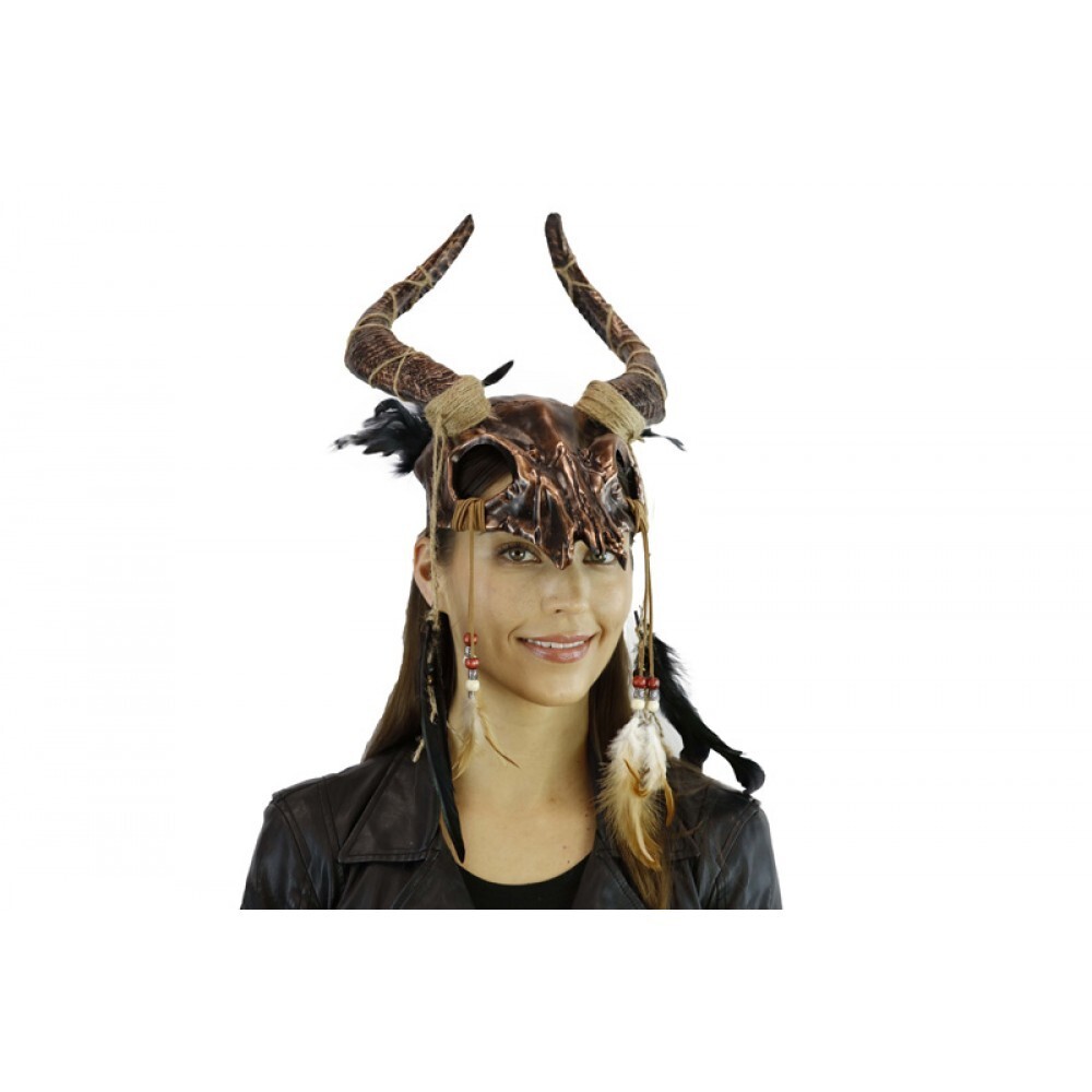 ビーズ Unisex Ancestral Horned Demon Animal Skull Headdress Masquerade