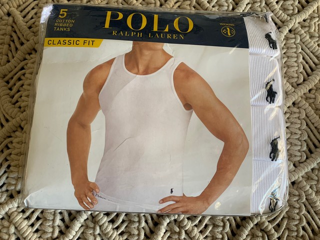 3pcs Polo Ralph Lauren Mens Classic Fit Cotton Ribbed White Tanks Top Sz Small for sale online 