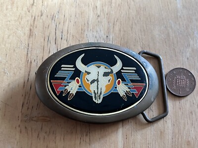 BBB Baron Buckle Bull Skull Buckle Solid Brass Buckle 1983 Size ~80x55mm