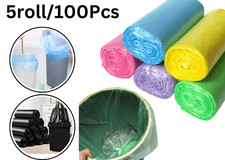 100X Small Bin Liners Trash Bags Garbage Bag Strong Bin Bags for Office Kitchen