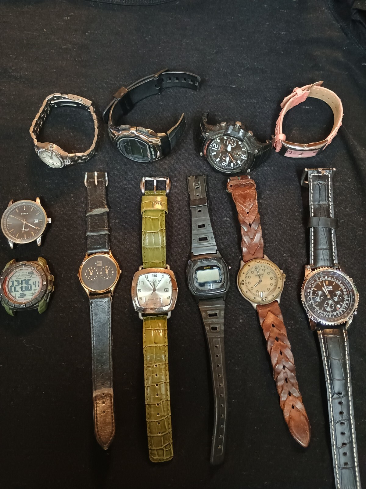 Watches for Parts or repair Timex Armitron Casio Fossil Lot of 11