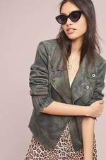 Anthropologie Marrakech Faux Suede Camo Moto Jacket Sz Small