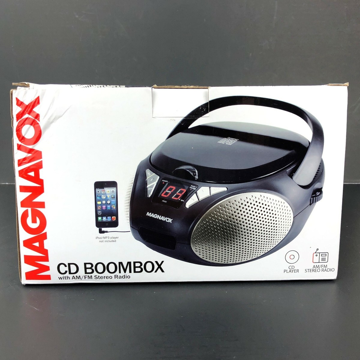 Magnavox MD6924 CD PORTABLE AUX BOOMBOX AM/FM RADIO MC2b-E12 | eBay