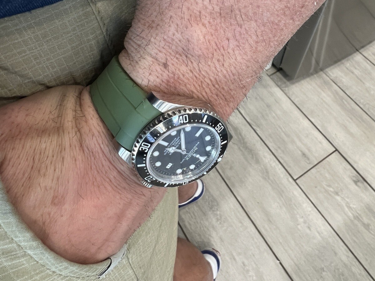 20mm GREEN Vulcanized Caoutchouc rubber Strap OMEGA Seamaster