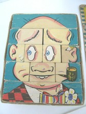 Vintage Changeable Charlie Face Changing Wooden Blocks Puzzle 1948 Gaston Wood D