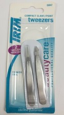 Trim Compact Slant  Point Tweezers Combo/Set of 2/Twin Pack Stainless Steel