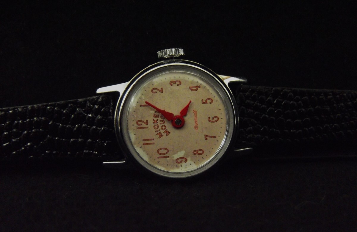 Ingersoll Disney Watch with Mickey Mouse Dial 1950s Vintage Collectible untested RARE Vintage Mickey Mouse Ingersoll Mechanical Watch | eBay main image 4