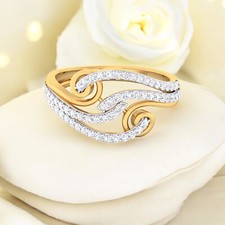 Classy 0,70 Cts F/VS1 Runder Brillant Diamanten Hochzeit Bandring 18K Gelbgold