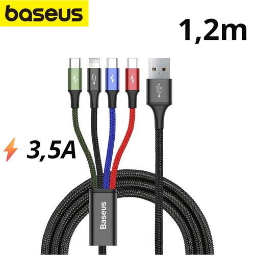 Baseus Ladekabel 4in1 Kabel USB-Kabel Micro-USB / Für iPhone / USB-C 3.5A 1.2m