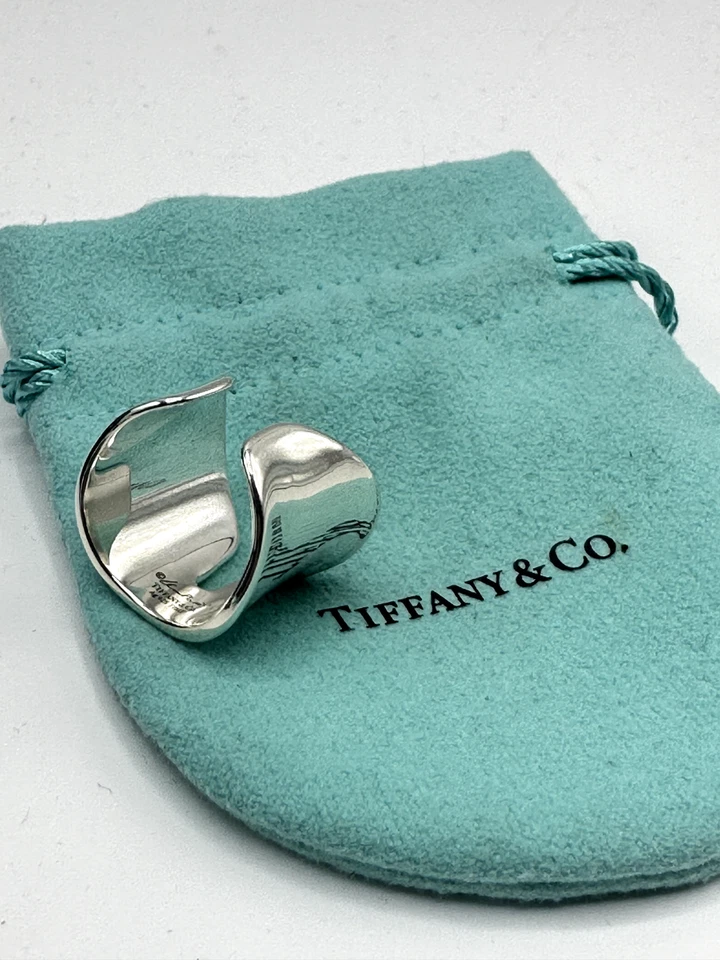 Tiffany & Co Elsa Peretti Sterling Silver Split Ring Size 6 - Image 4 of 4