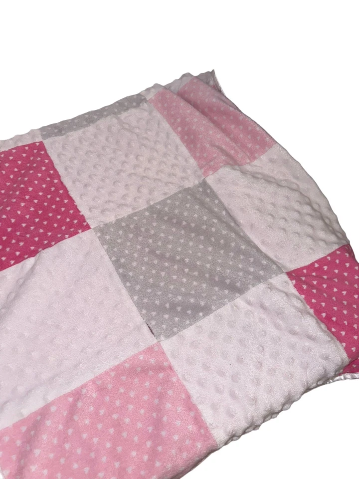 Manta Bebé Recién Nacida Seguridad Lovey Rosa Minky Patchwork LEER Foto 3 de 4