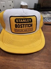 Vintage Stanley Bostitch Staples And Nails Hat Cap Snapback Trucker  (◇)