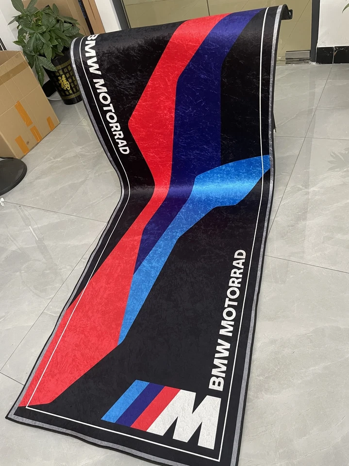 220x80cm Anti-slip Motorcycle Workshop Garage Carpet mat For BMW Motorrad MSport - Image 4 of 4