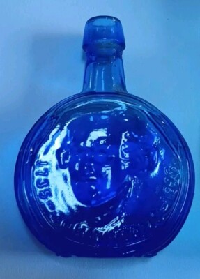 Vintage Blue Horseshoe Bitters Bottle, John Adams President 1797