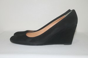 black suede wedge pumps