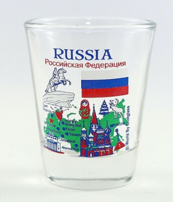 Russia Landmarks and Icons Collage Shot Glass 