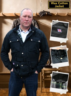 TRADITIONAL VINTAGE STYLE WAX COTTON MOTORCYCLE MOTORBIKE JACKET