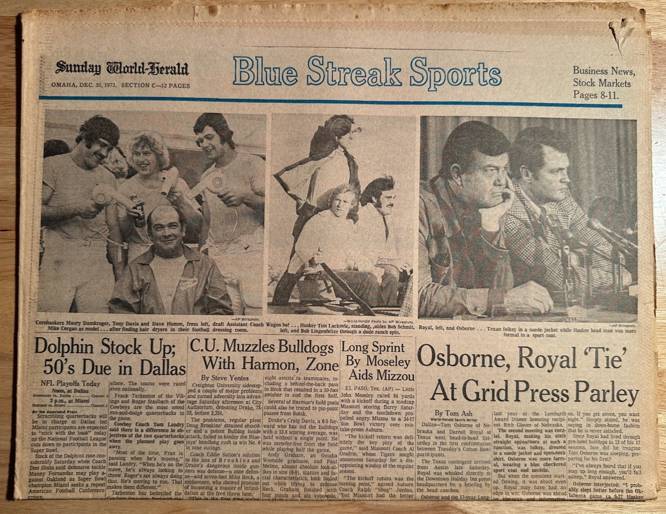 Nebraska Cornhuskers vs Texas Longhorns Cotton Bowl- 12/30/1973 Omaha Sports