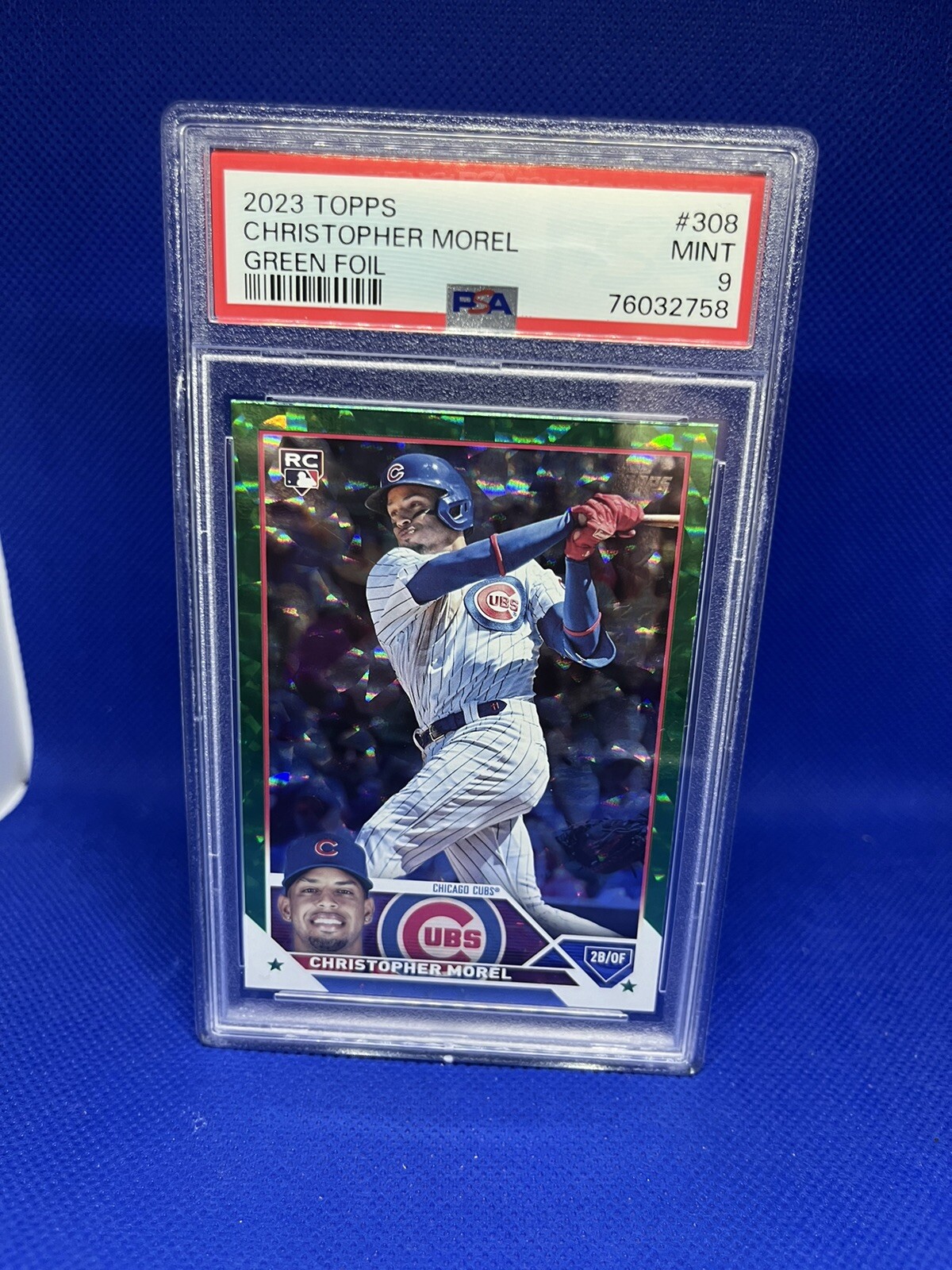 2023 TOPPS CHRISTOPHER MOREL GREEN FOIL #308 PSA 9 ROOKIE /499