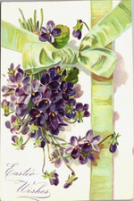 Antique Raphael Tuck Postcard Easter Wishes Forget Me Not Flowers Embossed c1910