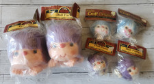 6 Vtg Darice Craft Doll Heads Hands Yarn Hair New Sealed 2 6", 4 3.5"