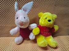 Vintage 1989 Sears Roebuck Walt Disney 8" Winnie the Pooh and Piglet Plush Dolls