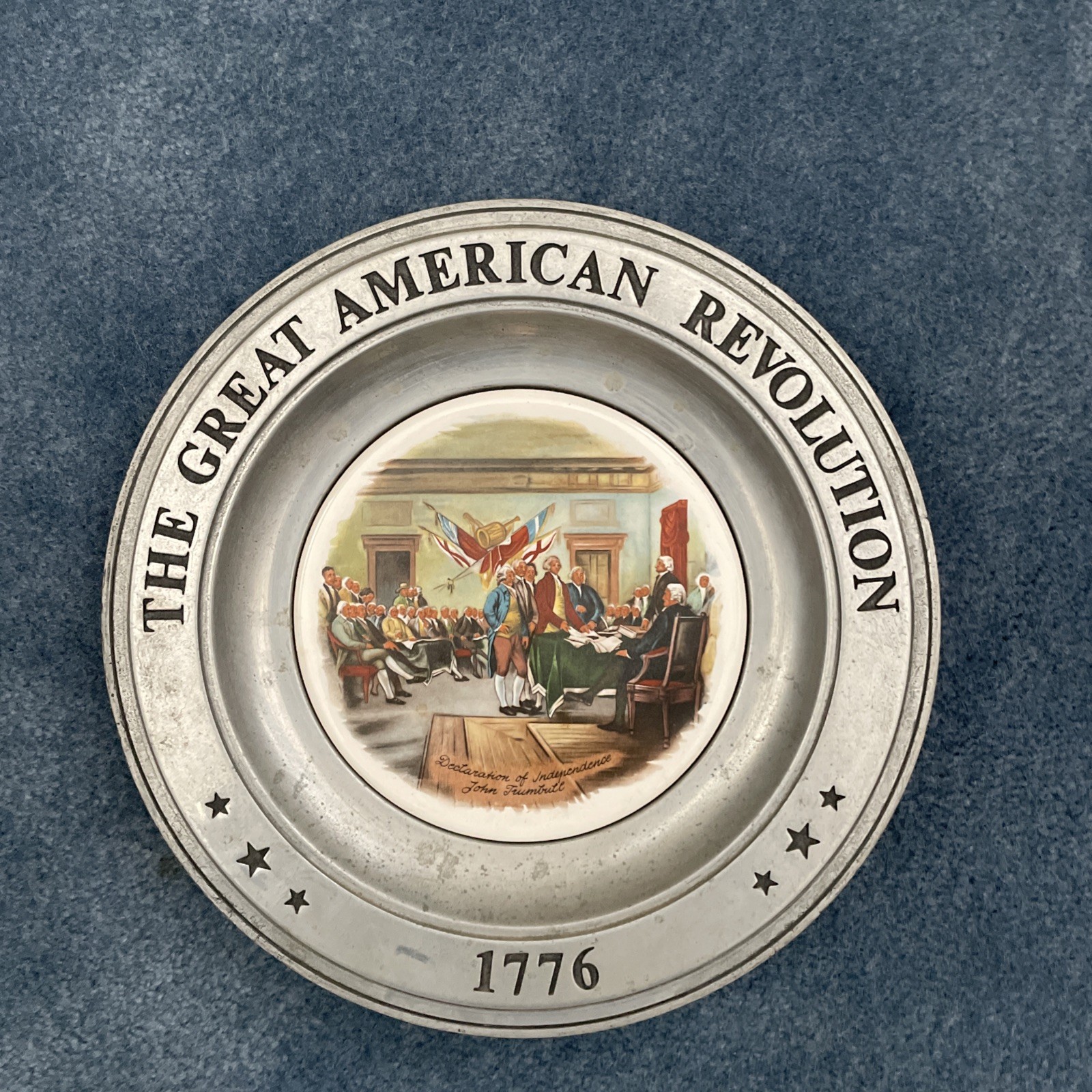 The Great American Revolution 1776 ~ Set of 6 Pewter Plates ~ Canton Ohio 1973
