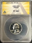 1963 Washington Quarter Proof ANACS PF 66 CAMEO Details PF 66 Silver Coin 25C