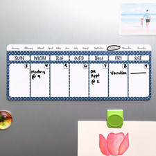 Dry Erase Weekly Calendar Magnet - Magnetic Calendar for Refrigerator - Dry E...