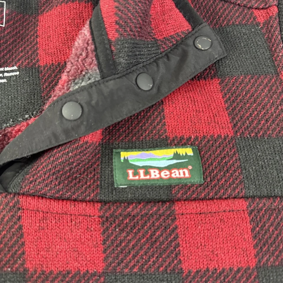 L.L.Bean свитер женщин XL красный черный Buffalo клетку флис четверть Snap пуловер - Изображение 2 из 4