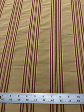 Striped Upholstery Decor Fabric Gold Burgundy Red 58" Wide Sold by the Yard