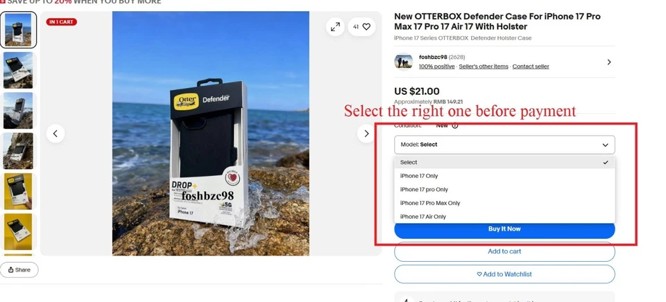 New OTTERBOX Defender Case For iPhone 17 Pro Max 17 Pro 17 Air 17 With Holster - Image 3 of 4