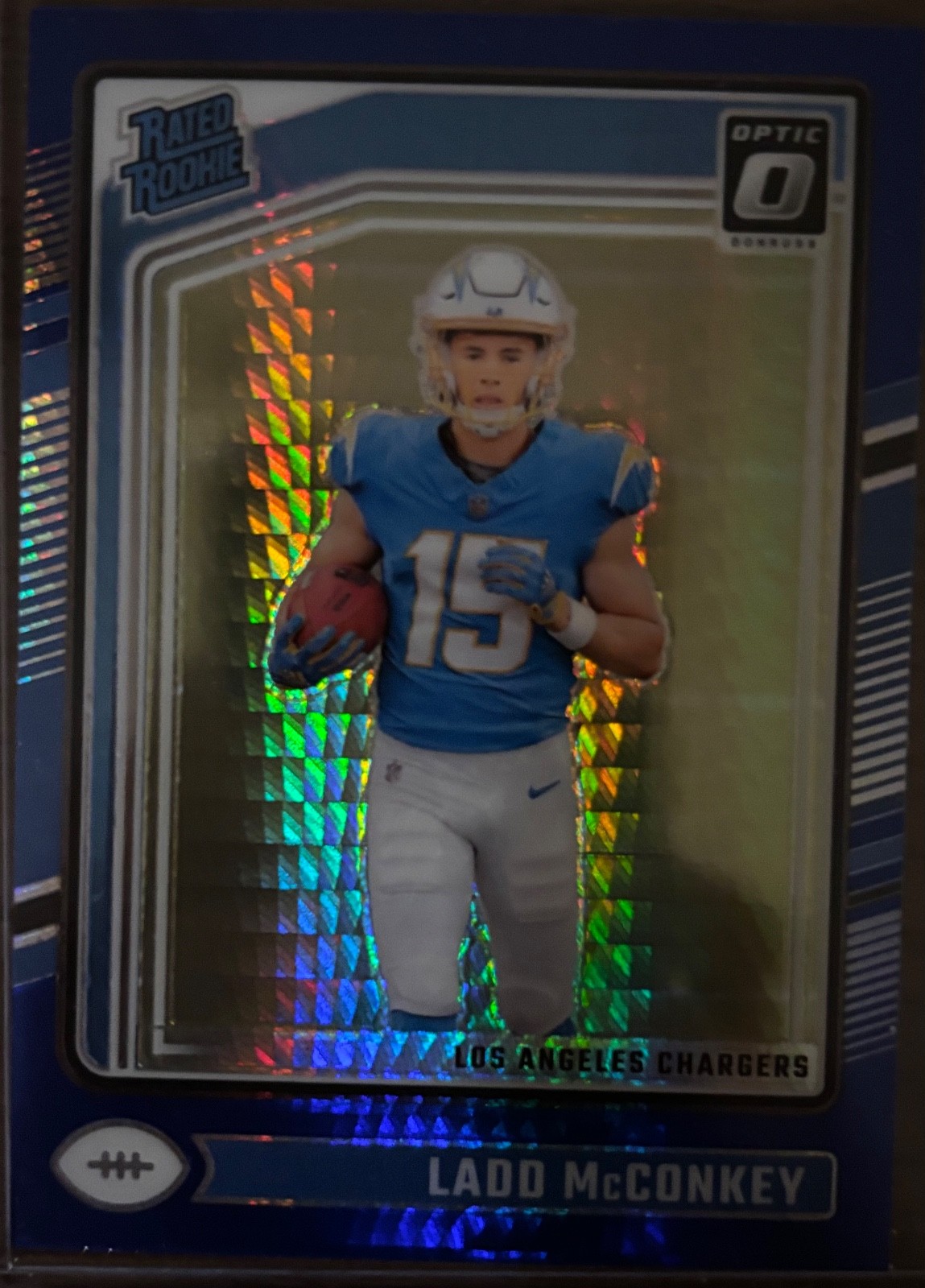 2024 Panini Donruss Optic - Rated Rookie Ladd Mcconkey#266 Blue Prizm /199 (RC)