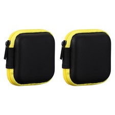 2Pcs Earphone Case, 2.95 x 2.95 x 1.38inch Portable Earbud Carrying Case, Yellow
