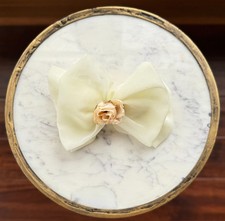Vintage Ivory Chiffon Ruffled Hair Barrette Bow