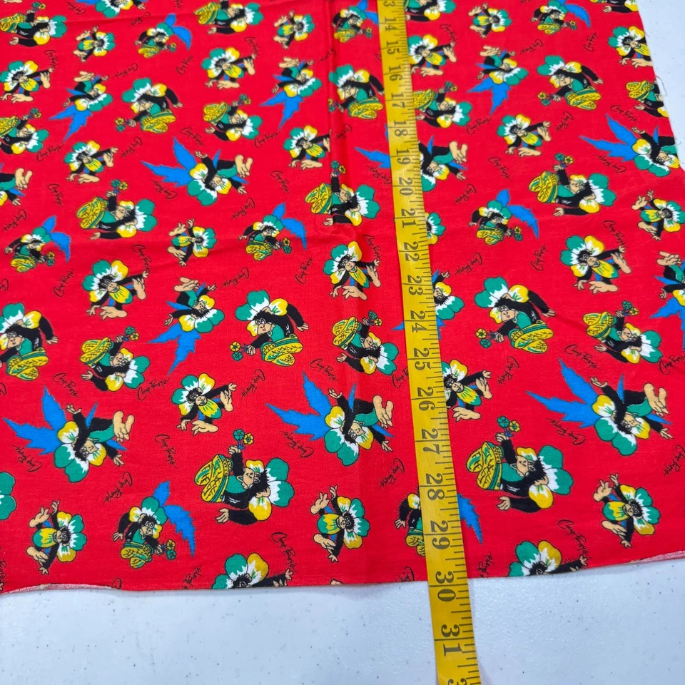Vintage sykel enterprise quilting Fabric red floral monkey 30x39 1 yards - Image 3 of 4