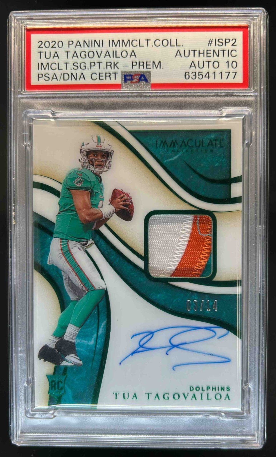 Tua Tagovailoa Panini Immaculate Collection Immaculate Signature Patches Rookie #ISP2 Premium