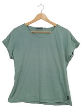 recolution T-Shirt Femme Vert Rayé Bio Coton Casual (EU 36, INT S)