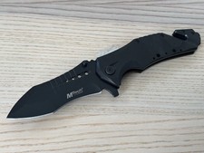 22cm Mega Pocket Knife Spring Assist Stealth Black XL Glass Breaker Belt Cutter