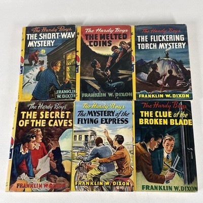 Hardy Boys Books Franklin W. Dixon Lot of 6 DUST JACKETS Brown Covers 7 20-24