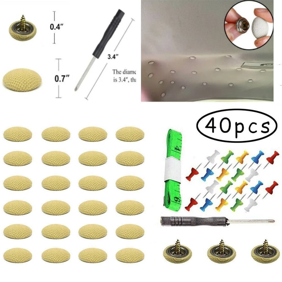 New Useful Buckle Car roof Beige Pins Rivets 40Pcs Accessory Headliner - Image 2 of 4