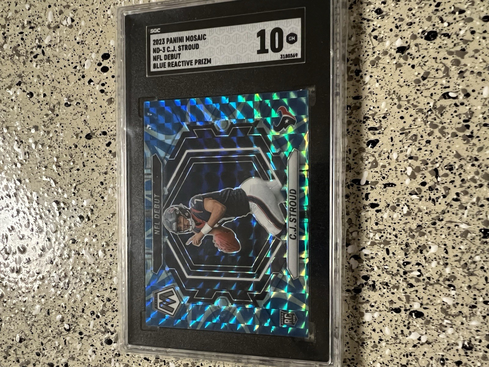 2023 Panini Mosaic C.J. Stroud RC Reactive Blue NFL Debut #ND-3 Texans SGC 10