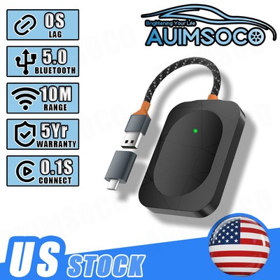 Wireless CarPlay Adapter Plug & Play Fast Connection Low Latency USB Dongle