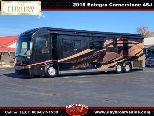 15 Entegra Coach Cornerstone 45J Luxury Diesel Motorhome RV Quad Slide Class A