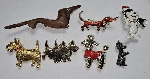 #44 Brooch/ Pin Lot, Dogs Vintage To Modern Costume Jewelry