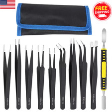 10pc ESD Tweezers Precision Set Stainless Steel For Electronics  Jewelry Repair