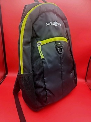 NWT SWISS+GEAR LIGHTWEIGHT NYLON BLACK/NEON YELLOW BACKPACK 17in By 13in.