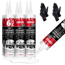 6 Pack RV Roof Sealant,Self Leveling Lap Sealant for RV Roofs,White RV Caulki...