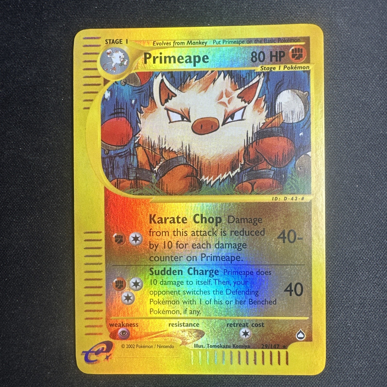 Primeape Reverse Holo Card Aquapolis 29/147 Pokémon TCG NM - SEE PHOTOS